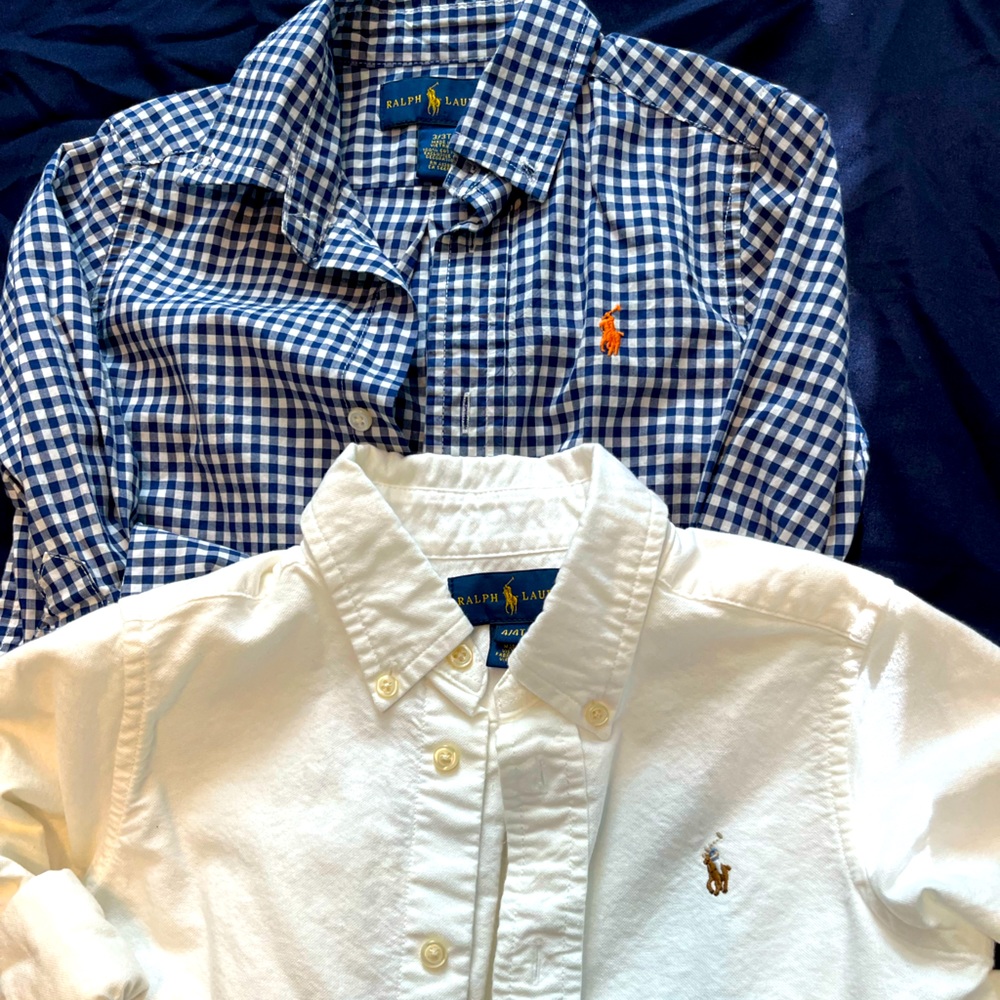 Toddlers Ralph Lauren boys button up shirts 3T and 4T sold together.